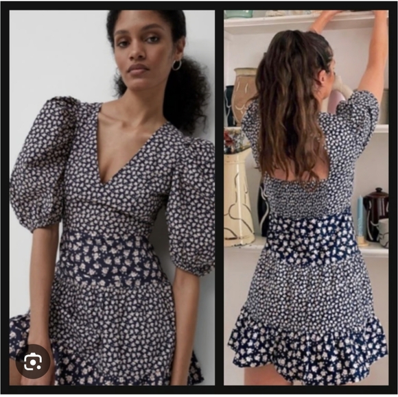 French Connection Aura Ditsy Poplin Puff Sleeve Dress💥💥💥 - Picture 2 of 7